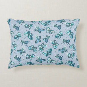 Almofada Decorativa Borboletas de Insetos de rabisco - padrão azul - s