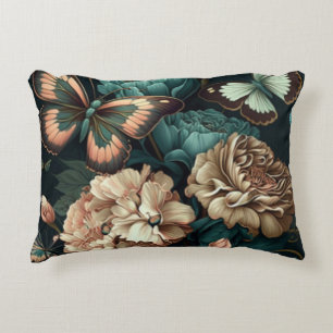 Almofada Decorativa Borboletas e flores design clássicas escuras