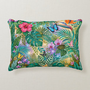 Almofada Decorativa Borboletas Flores Fantasia da Selva Alegre