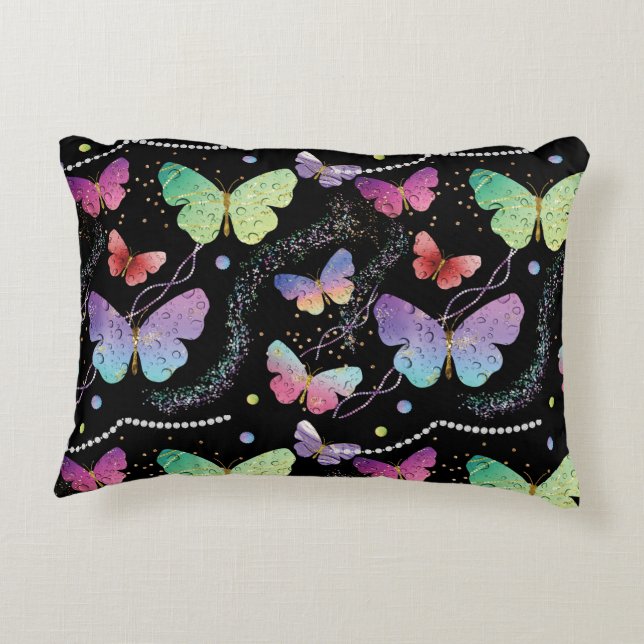 Almofada Decorativa Borboletas Roxas e Azuis Brilhantes (Verso)