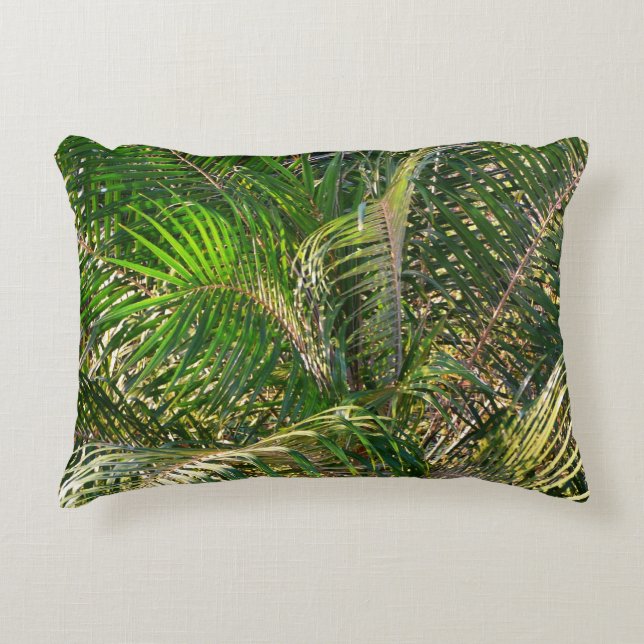Almofada Decorativa Bordas Tropicais de Palm Lit Sunset (Frente)