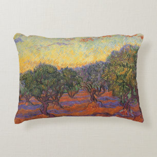 Almofada Decorativa Bosque verde-oliva, céu alaranjado por Vincent va