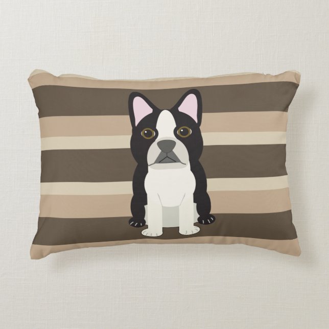 Almofada Decorativa Boston Terrier Neutro riscado  (Frente)
