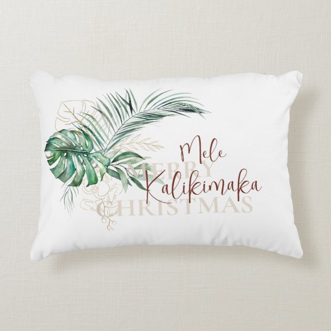 Almofada Decorativa Botânica Tropical Mele Kalikimaka | Natal (Frente)