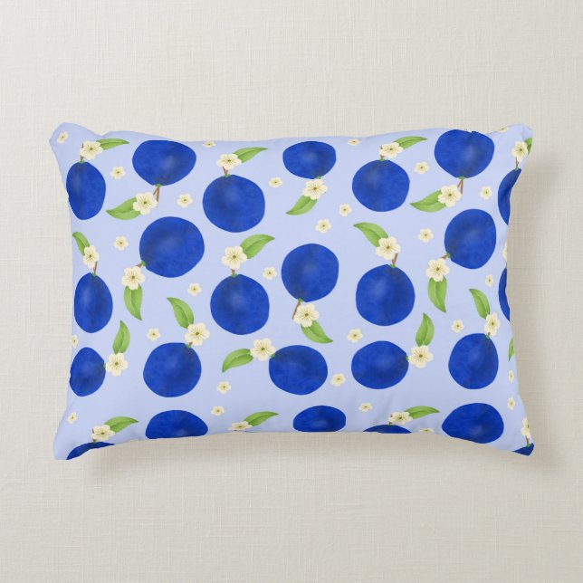 Almofada Decorativa Botanical Plums Collection Blue (Frente)