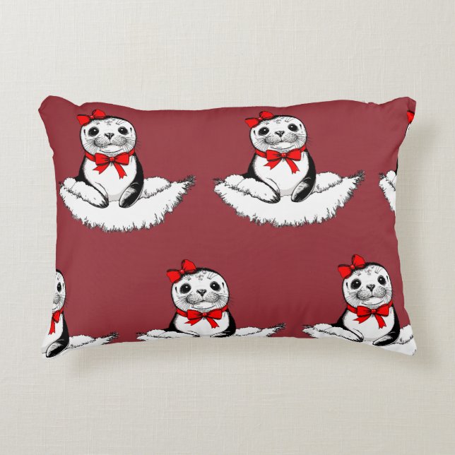 Almofada Decorativa Bow-tiful Seal – Christmas Edition (Frente)