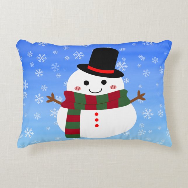 Almofada Decorativa Branca de Natal Snowman (Frente)
