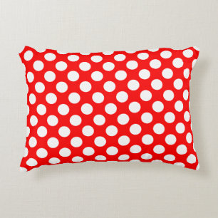 Almofada Decorativa Branco em Bolinhas de tamanho grande vermelho