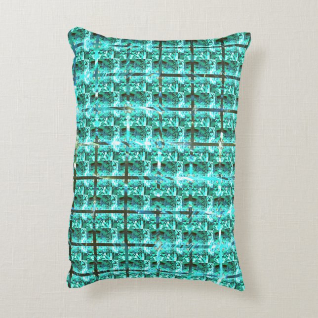 Almofada Decorativa Brilhante azul claro, quadrados ou dentro de image (Verso(Vertical))