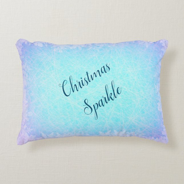 Almofada Decorativa Brilho de Natal azul gelado (Frente)