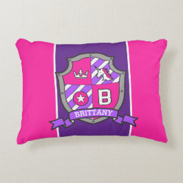 Almofada Decorativa Brittany significa letra B, crista rosa unicórnio