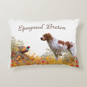 Almofada Decorativa Brittany Spaniel, caçando faisão