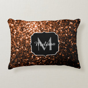 Almofada Decorativa Brown alaranjado de bronze brilha monograma dos