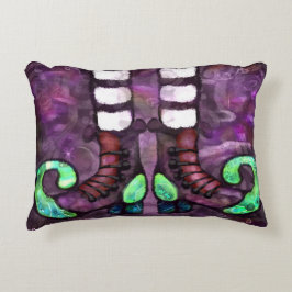 Almofada Decorativa Bruxa do Halloween Boots Preto Verde Roxo