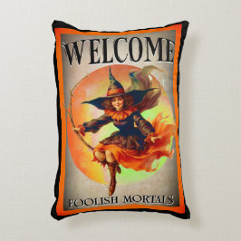 Almofada Decorativa Bruxa Mortal Halloween de Boas-Vindas