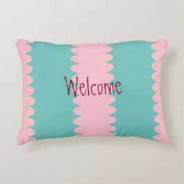 Almofada Decorativa Bubblegum rosa & teal, bonito, bem-vindo, seu text