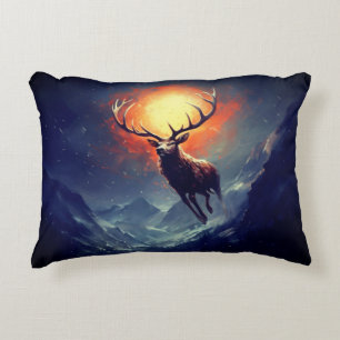 Almofada Decorativa Buck Das Montanhas Correndo Do Fogo Assustador