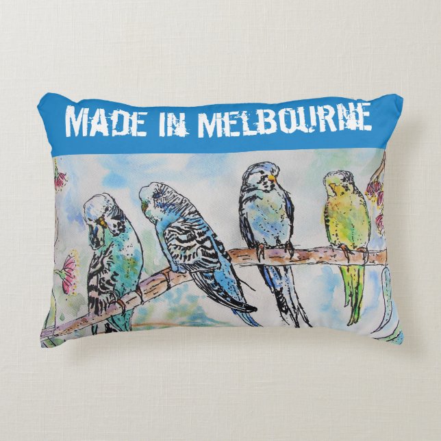 Almofada Decorativa Budgie Budgerigar Bird Made In Melbourne Birds (Frente)
