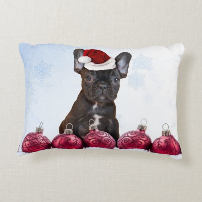 Almofada Decorativa Buldogue francês do Natal (Verso)