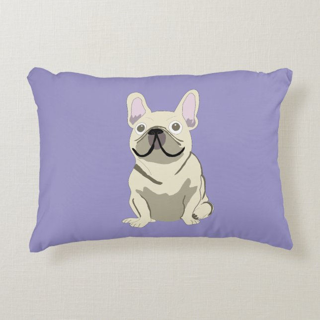 Almofada Decorativa Bulldog Francês Creme,  (Frente)
