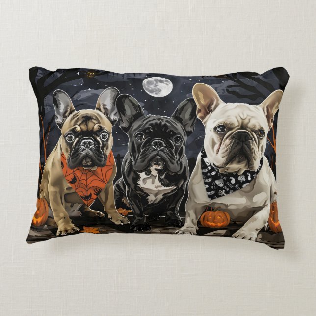 Almofada Decorativa Bulldog francês Halloween Spooky (Verso)