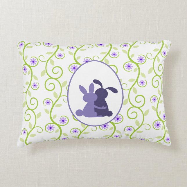 Almofada Decorativa Bunnies Embrace Primavera Floral (Frente)