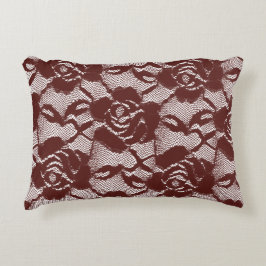 Almofada Decorativa Burgundy Red Lace Floral