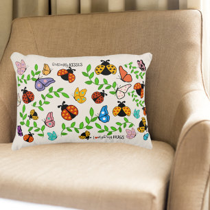 Almofada Decorativa Butterfly Kisses Ladybug Hugs Kids Décor