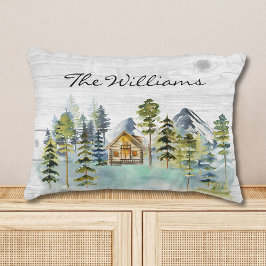 Almofada Decorativa Cabana de Montanha Floresta Nebulosa Rústica Aquar