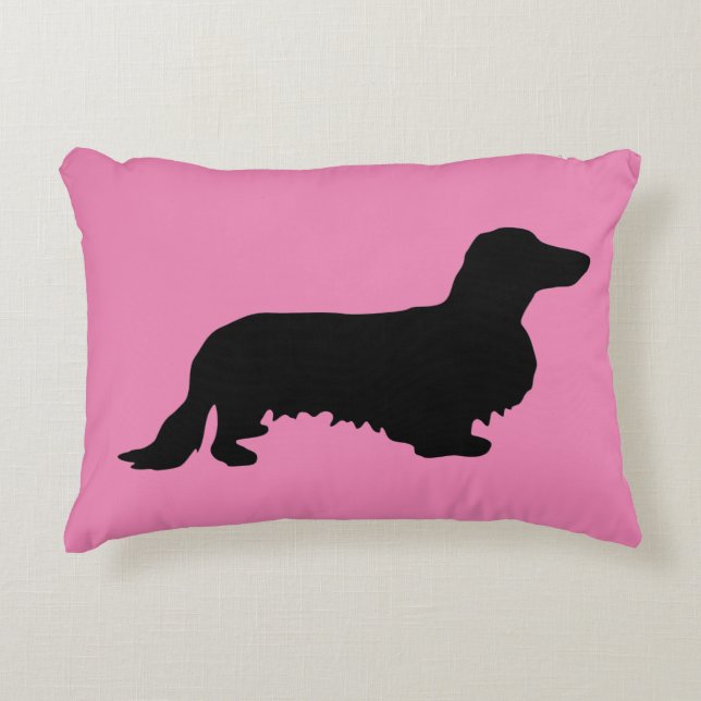 Almofada Decorativa Cabelo Longo Dachshund - Silhouette 1 (Frente)