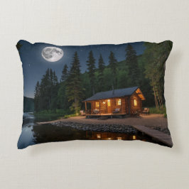Almofada Decorativa Cabina no bosque à noite