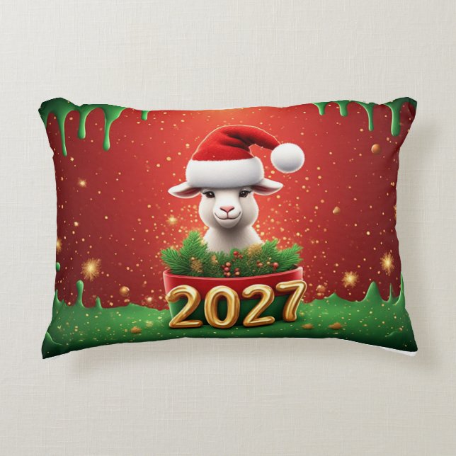 Almofada Decorativa Cabrito de Natal Fofo Presente Aconchegante Ideia  (Frente)