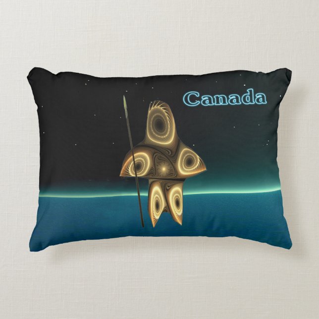 Almofada Decorativa Caçador Inuit Fractal - Canadá (Frente)