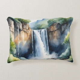 Almofada Decorativa Cachoeira pintada com aquarela