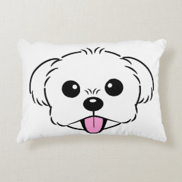 Almofada Decorativa Cachorro Branco Bichon Cachorro Esticando A Língua