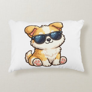 Almofada Decorativa Cachorro Fofo com Óculos de Sol Design Kawaii