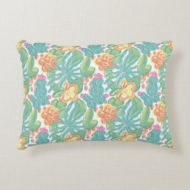 Almofada Decorativa Cacti and plant Desert Botanical Green Orange Pink