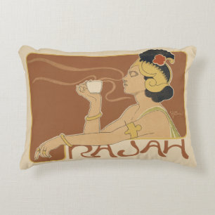 Almofada Decorativa Café Rajah Art Nouveau Vintage, Senhora com Café