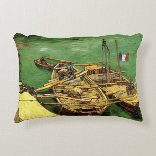 Almofada Decorativa Cais de Van Gogh com Homens Descarregando Barcaças