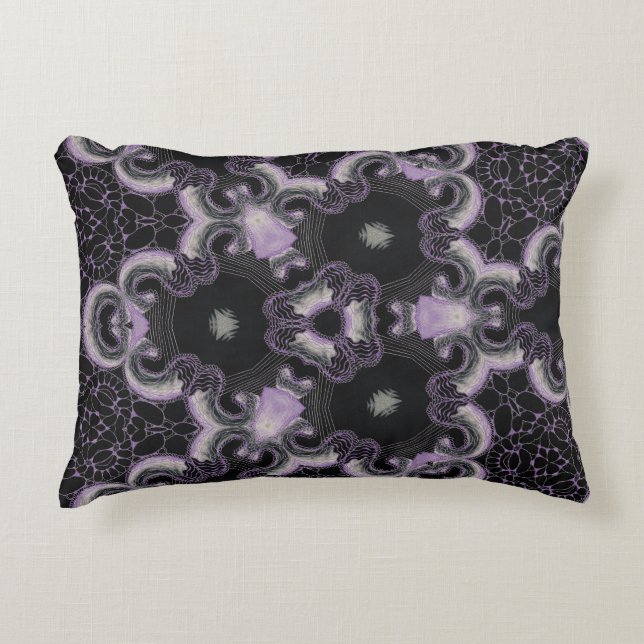 Almofada Decorativa Caleidoscópio negro e lavanda (Frente)