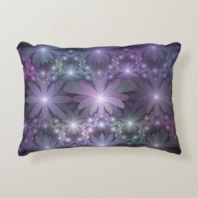 Almofada Decorativa Cama de Flores Trendy Shiny Abstrato Arte Fractal (Frente)