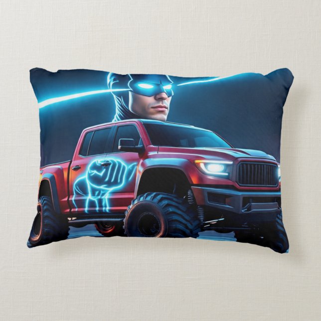 Almofada Decorativa Caminhão Monstro Herói Cyberpunk (Verso)