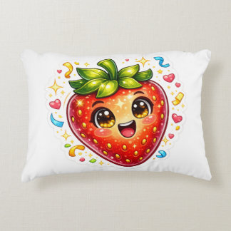Almofada Decorativa Camiseta de Morango Dormindo Fofo | Fruta Kawaii