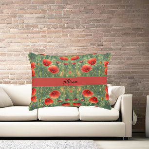 Almofada Decorativa Campo brilhante de papoilas vermelhas, personalizá