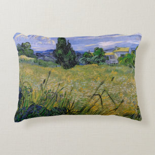 Almofada Decorativa Campo de Trigo Verde com Cipreste por Vincent van