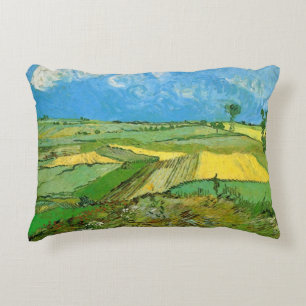 Almofada Decorativa Campos de trigo Van Gogh em Auvers sob céu nublad