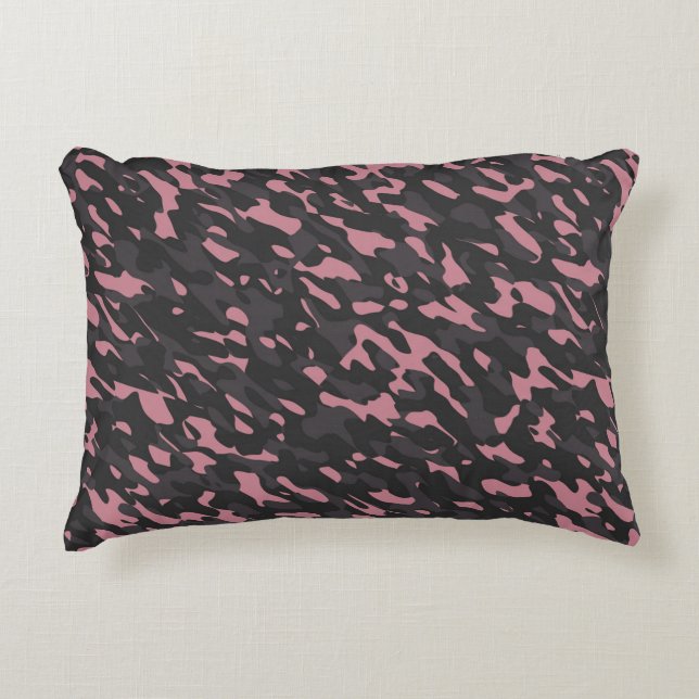 Almofada Decorativa camuflagem abstrata rosa e cinza (Frente)