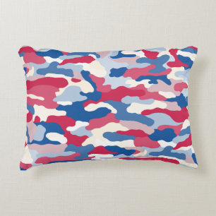 Almofada Decorativa Camuflagem Azul e Branco Vermelho
