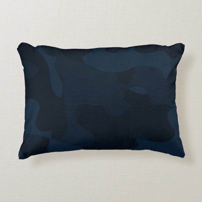 Almofada Decorativa Camuflagem Azul Escuro Abstrato (Frente)