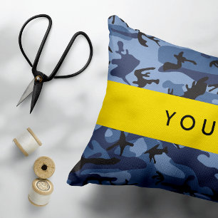 Almofada Decorativa Camuflagem Azul Marinho Personalize seu nome